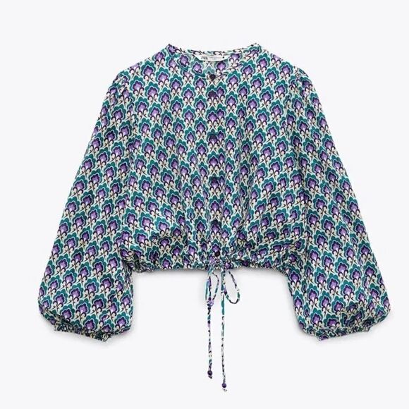 ZARA PRINTED COTTON TOP - Picture 13 of 15